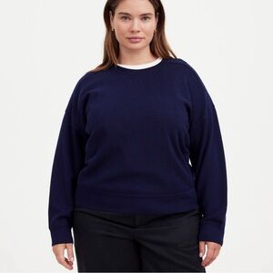 Madewell NWT Women's Plus 100% Marino Wool Pullover Sweater in Navy Blue Size 1X